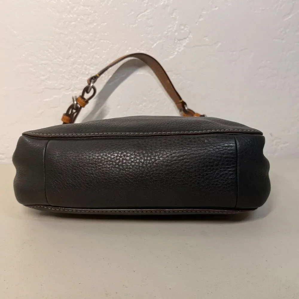 Coach Chelsea Pebbled Black Leather Hobo Handbag Brown Strap - Picture 6 of 14